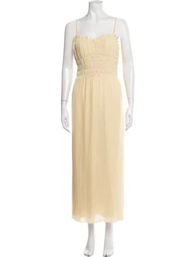 Pre-owned Favorite Daughter Square Neckline Midi Length Dress In Yellow