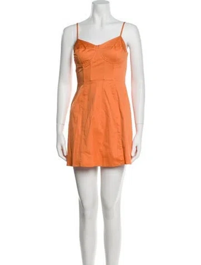 Pre-owned Favorite Daughter Square Neckline Mini Dress In Orange