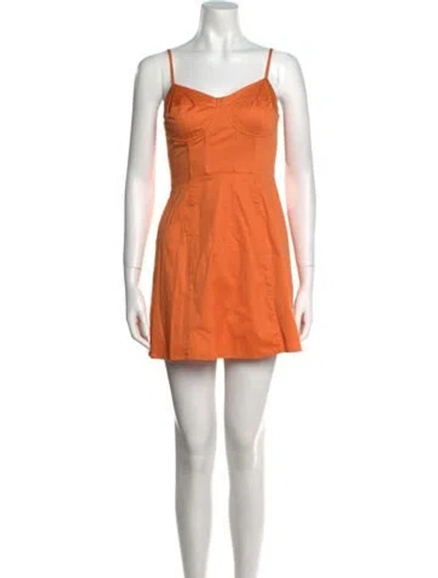 Pre-owned Favorite Daughter Square Neckline Mini Dress In Orange