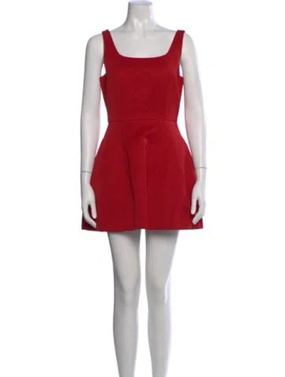 Pre-owned Favorite Daughter Square Neckline Mini Dress In Red