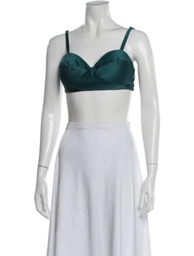 Pre-owned Favorite Daughter Square Neckline Sleeveless Crop Top In Green