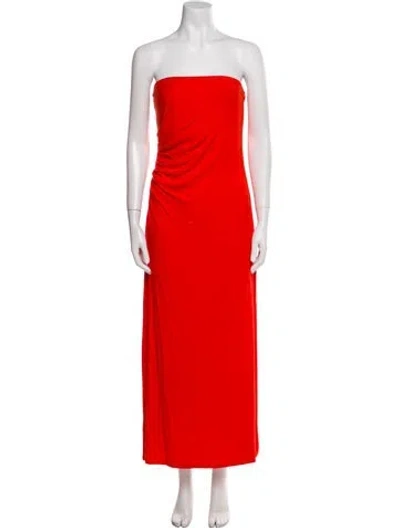 Pre-owned Favorite Daughter Strapless Midi Length Dress In Orange