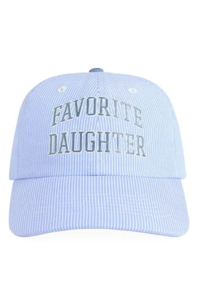 Favorite Daughter Stripe Logo Cotton Baseball Cap In Blue