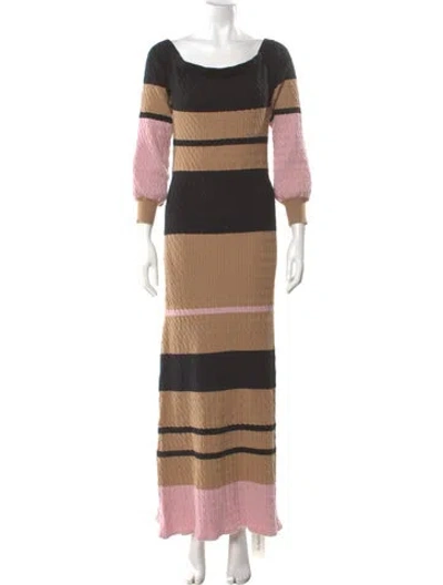 Pre-owned Favorite Daughter Striped Long Dress In Black