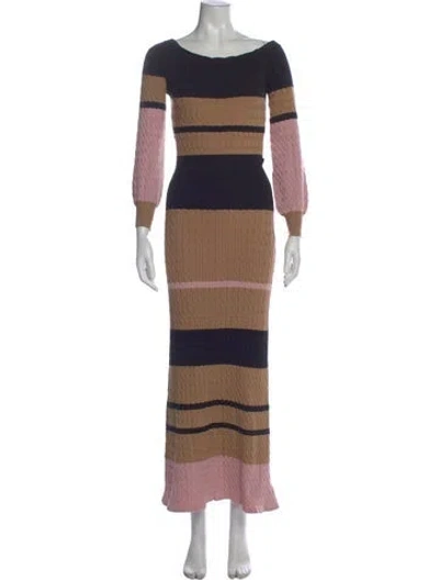 Pre-owned Favorite Daughter Striped Long Dress In Neutral