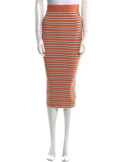 Pre-owned Favorite Daughter Striped Midi Length Skirt In Orange