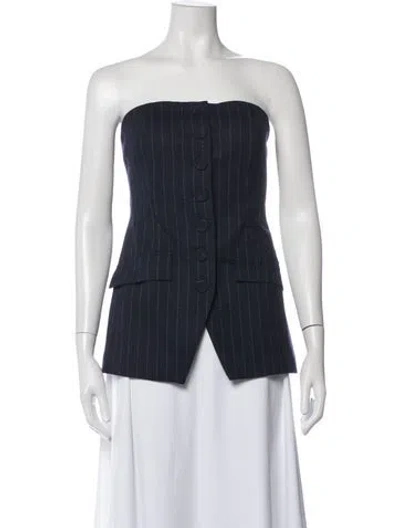 Pre-owned Favorite Daughter Striped Strapless Top In Blue