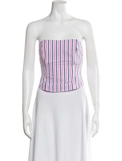Pre-owned Favorite Daughter Striped Strapless Top In White