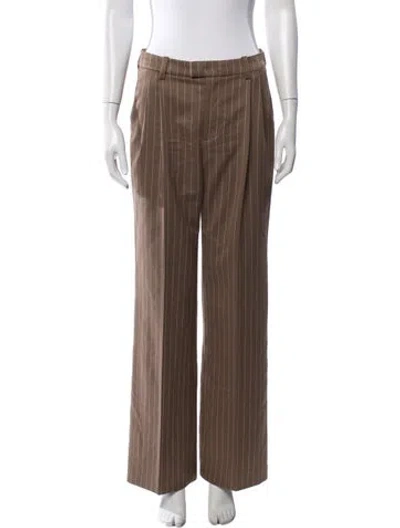 Pre-owned Favorite Daughter Striped Wide Leg Pants In Brown