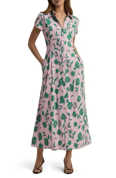 Favorite Daughter Sunday Best Linen Blend Shirtdress In Wisteria Field Flower