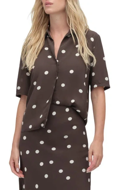 Favorite Daughter Sunny Polka Dot Button-up Shirt In Burgundy
