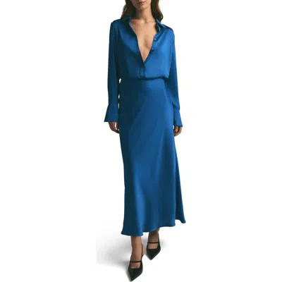 Favorite Daughter Take Me Seriously Long Sleeve Dress In Sapphire