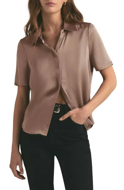 Favorite Daughter Take Me Seriously Short Sleeve Top In Macchiato
