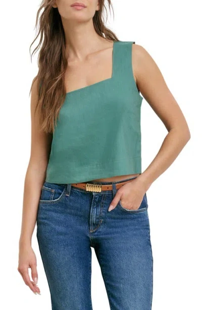 Favorite Daughter The Abby Linen Blend Square Neck Crop Shell In Black