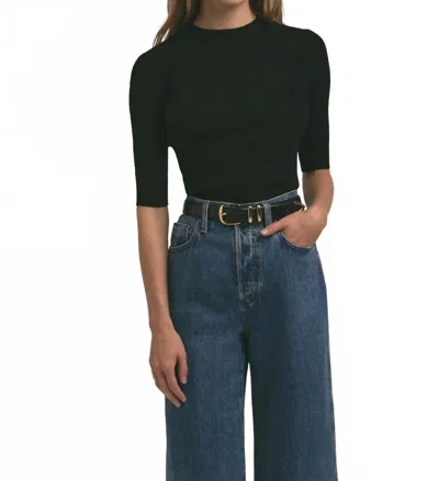 FAVORITE DAUGHTER THE AMELIA CREWNECK TOP IN BLACK