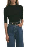 Favorite Daughter The Amelia Elbow Sleeve Wool Sweater In Black