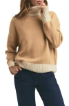 Favorite Daughter The Andi Contrast Rib Turtleneck Wool & Cashmere Blend Sweater In Beige/ivory