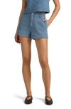 Favorite Daughter The Arlo High Waist Textured Denim Shorts In Blue