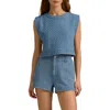 Favorite Daughter The Arlo Texture Crop Top In Blue