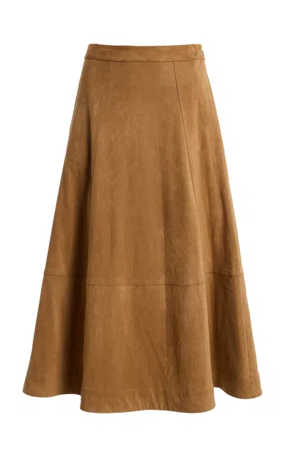 Favorite Daughter The Aspen Faux Suede Midi Skirt In Brown