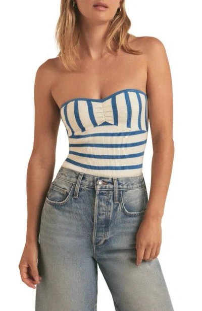 Favorite Daughter The Athena Bustier Top In French Blue/ Ivory