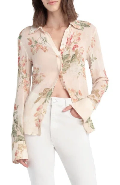 Favorite Daughter The Bailey Georgette Button-up Shirt In Neutral