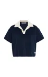 Favorite Daughter The Beach Cropped Terry Polo Shirt In Blue