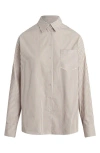 Favorite Daughter The Beau Stripe Cotton Poplin Button-up Shirt In Gray
