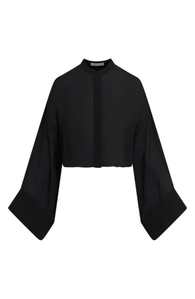 Favorite Daughter The Belle Of The Ball Sheer Button-up Shirt In Black