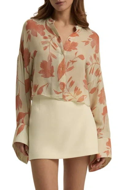 Favorite Daughter The Belle Of The Ball Sheer Button-up Shirt In Moonbeam Floral