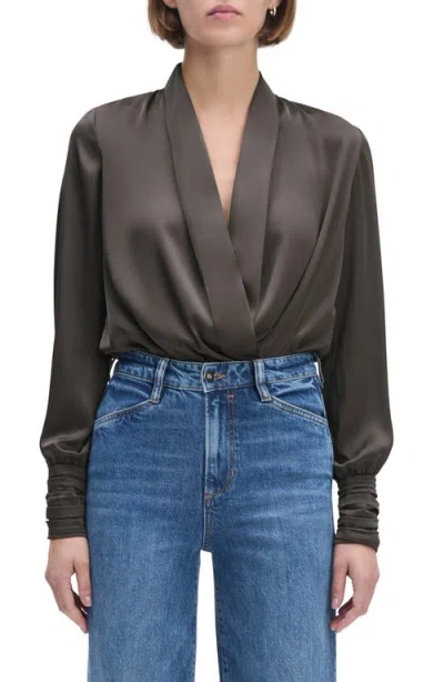 Favorite Daughter The Better Off Satin Bodysuit In Brown