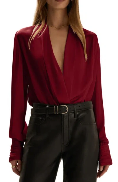 Favorite Daughter The Better Off Satin Bodysuit In Cranberry