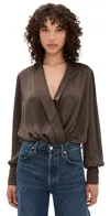 Favorite Daughter The Better Off Thong Bodysuit Coffee In Brown