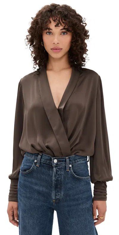 Favorite Daughter The Better Off Thong Bodysuit Coffee In Brown