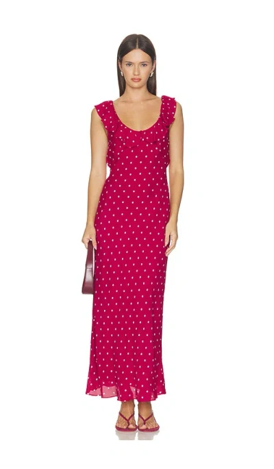 Favorite Daughter The Blossom Dress In Raspberry & Ivory Dots