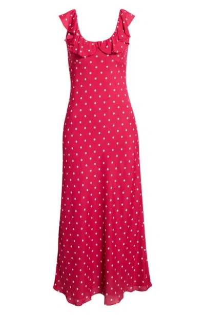 Favorite Daughter The Blossom Ruffle Dot Sleeveless Maxi Dress In Pink