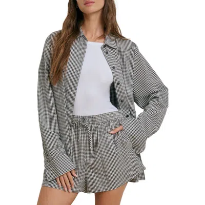 Favorite Daughter The Boyfriend Check Print Woven Shirt In Gray