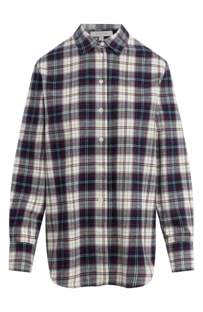Favorite Daughter The Boyfriend Plaid Cotton Shirt In Midnight Cream Pla