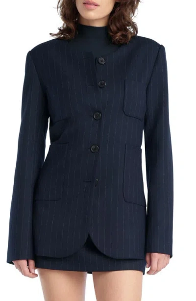 Favorite Daughter The Busy Woman Jacket Navy Pinstripe In Blue