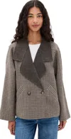 Favorite Daughter The Cameron Houndstooth Wool Blend Coat In Brown