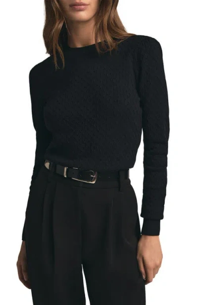 Favorite Daughter The Career Girl Textured Crewneck Sweater In Black