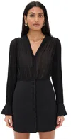 Favorite Daughter The Change Me Long Sleeve Mixed Media Minidress In Black