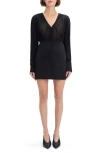 Favorite Daughter The Change Me Long Sleeve Mixed Media Minidress In Black