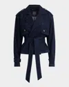 Favorite Daughter The Cropped Charles Denim Trench Coat In Blue
