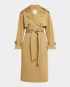 Favorite Daughter The Charles Tie Waist Double Breasted Trench Coat In Sand