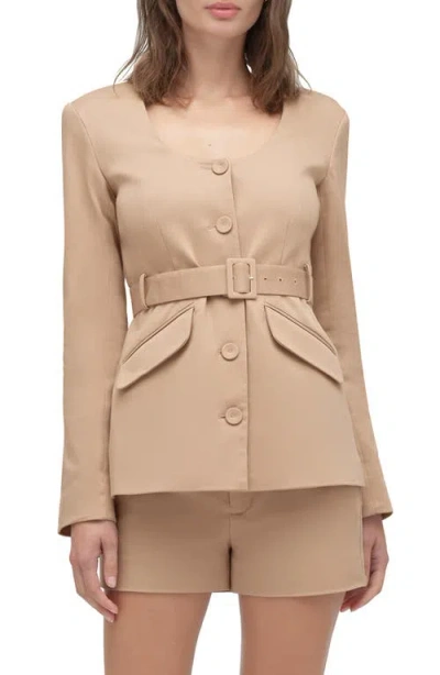 Favorite Daughter The Christy Belted Stretch Cotton Blend Twill Jacket In Brown