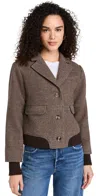 Favorite Daughter The City Bomber Jacket In Chocolate Herring In Chocolate Herringbone