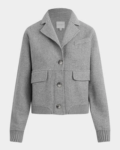 Favorite Daughter The City Herringbone Bomber Jacket In Gray