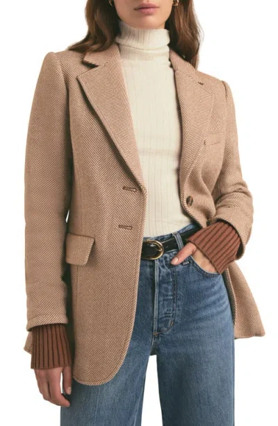 Favorite Daughter The City Layered Blazer In Cognac Herringbone