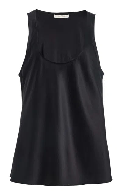 Favorite Daughter The Clean Cut Silk-blend Tank Top In Black